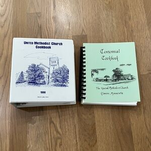 Vintage United Methodist Church Lot of 2 Two Recipe Cookbooks Spiral And Binder